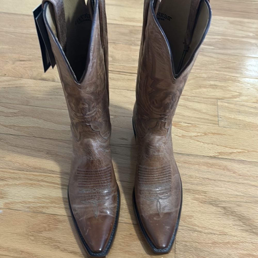 LUCCHESSE COWBOY LADIES BROWN LEATHER HEELED BOOTS - Picture 2 of 9
